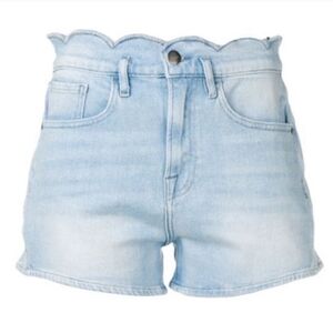 Frame Denim Scallopped Waistband High Rise Shorts Light Blue Sz 27 EUC